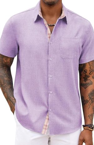 COOFANDY Men's Button Down Shirts Short Sleeve Casual Shirt