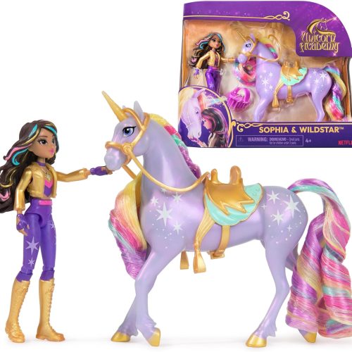 Unicorn Academy, Sophia & Wildstar Set with 2 Riding Accessories & Hair Styling Tool